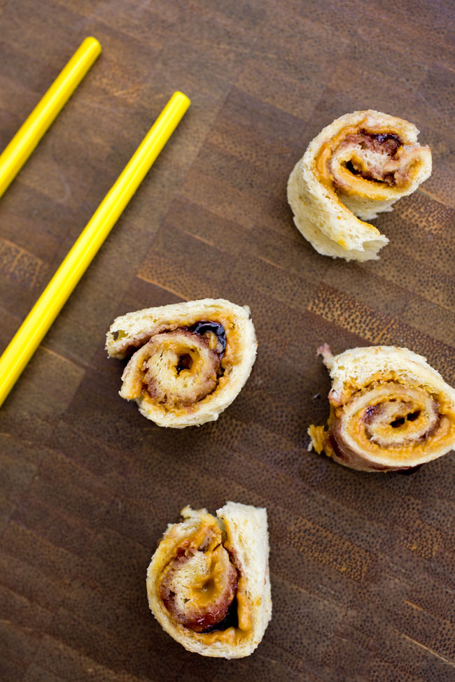 Peanut Butter and Jelly Sushi for Kids - Foodie Fun